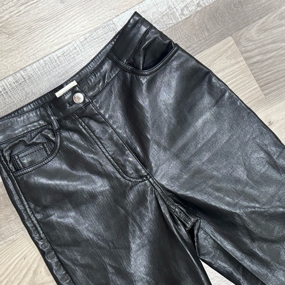 Aritzia Wilfred Faux Leather Pants Straight Leg Black Color size 0 ❤️ - Picture 3 of 8